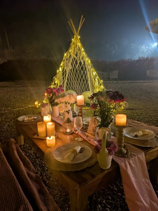 Candlelit Teepee Table Night