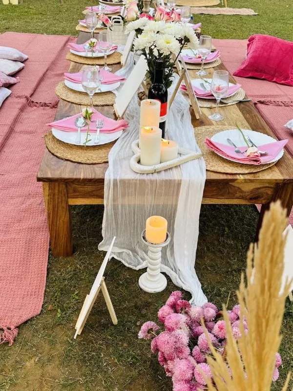 Pink Bridal Table Setup